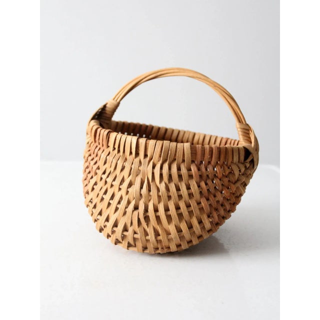Farmhouse VIntage Wicker Buttocks Basket For Sale - Image 3 of 8