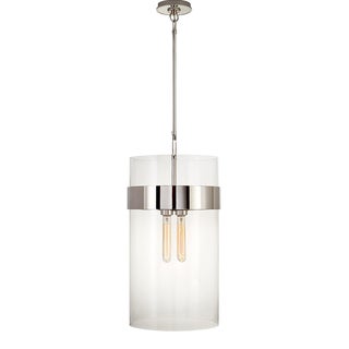 Ian K. Fowler for Visual Comfort Signature Presidio Medium Pendant in Polished Nickel with Clear Glass For Sale