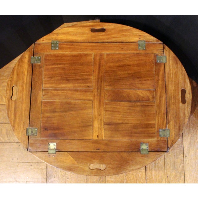 English Circa 1780 English Butler's Tray on Custom Coffee Table Stand For Sale - Image 3 of 7