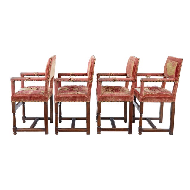 Antique Walnut Coronation Armchairs, 1860, Set of 4 For Sale - Image 3 of 10