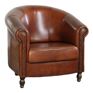 Sheepskin Club Armchair In Warm Cognac Color For Sale