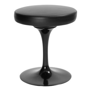Eero Saarinen for Knoll Tulip Stools in Black Leather For Sale