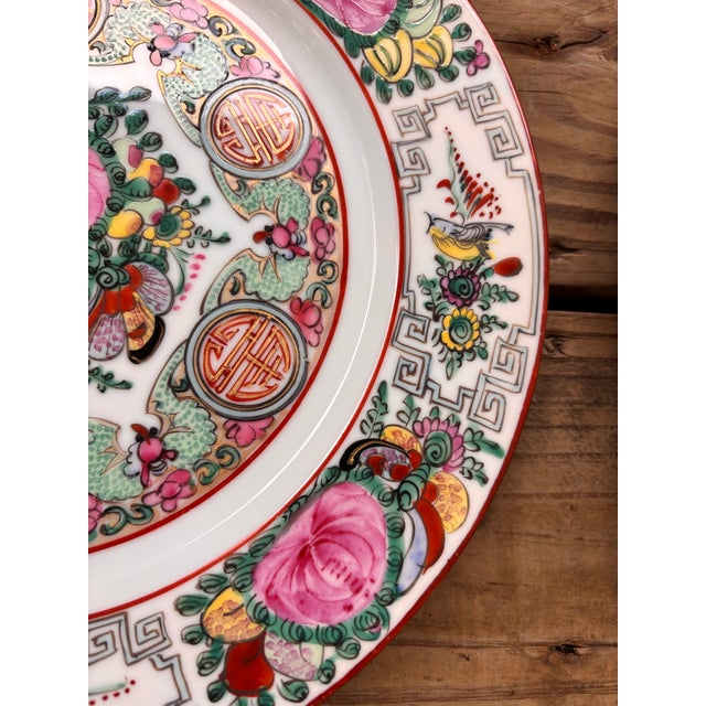 Vintage Chinese Famille Rose Canton Porcelain Dinner Plates For Sale - Image 12 of 12
