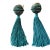 Teal Silk Beaded Key Tassels Pair For Sale