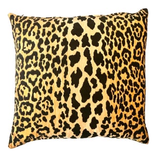 Vintage Boho Leopard Velvet Throw Pillow For Sale