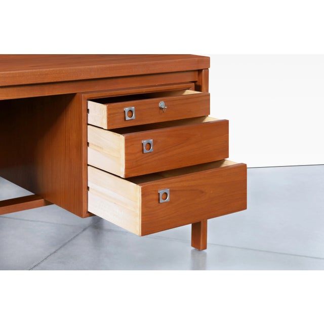Wood 1960s Danish Modern Executive Teak Desk by Arne Vodder for h.p. Hansen For Sale - Image 7 of 12