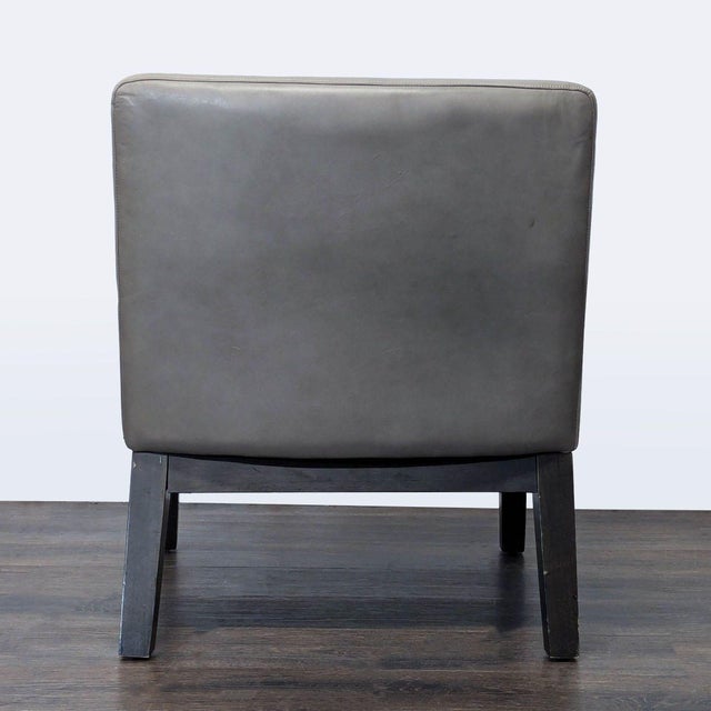 2010s West Elm Modern Gray Leather Slipper Chair With Dark Wood Legs For Sale - Image 5 of 6