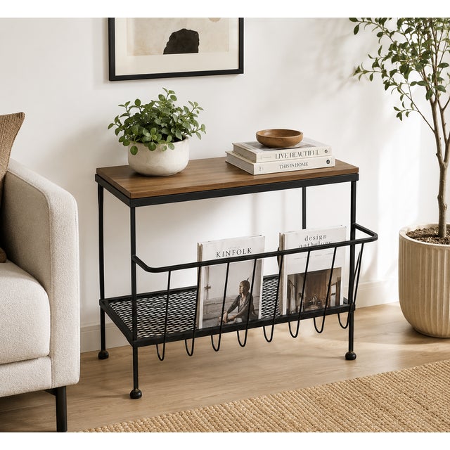 Mid Century Modern Industrial Black Metal Magazine Stand / Side Table, C. 1960's For Sale - Image 11 of 11
