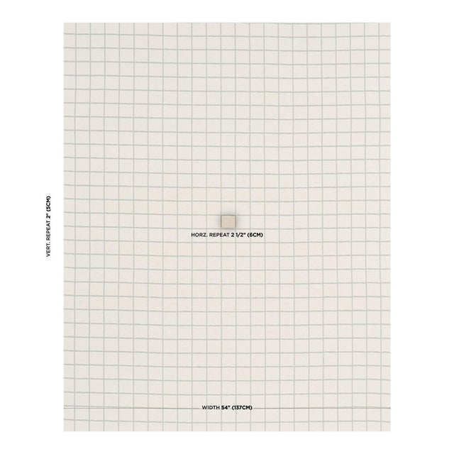 Schumacher X Caroline Z Hurley Tucson Grid Fabric In Aqua For Sale
