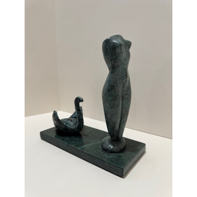 Figurative 1960s Larry Mohr Abstract Figurative Sculpture Bronze on Stone Base Signed For Sale - Image 3 of 9