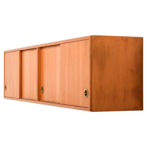 Mid-Century Danish Wall Mounted Sideboard in Oregon Pine and Brass, 1950s
