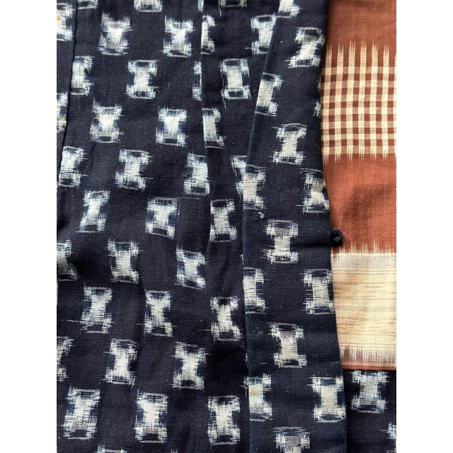 Rare Japanese Woven Ikat Child Kimono Nemaki For Sale - Image 11 of 16