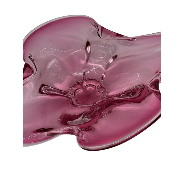 1970s Vintage 1970s Mid-Century Modern Murano Sommerso Style Pink Glass "Lips" Bowl For Sale - Image 5 of 11