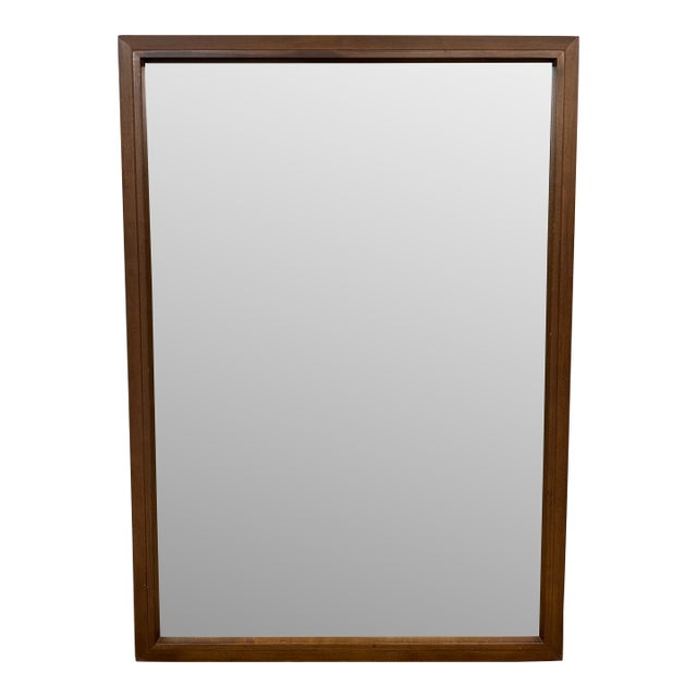 Transitional Walnut Wood Wall Mirror For Sale