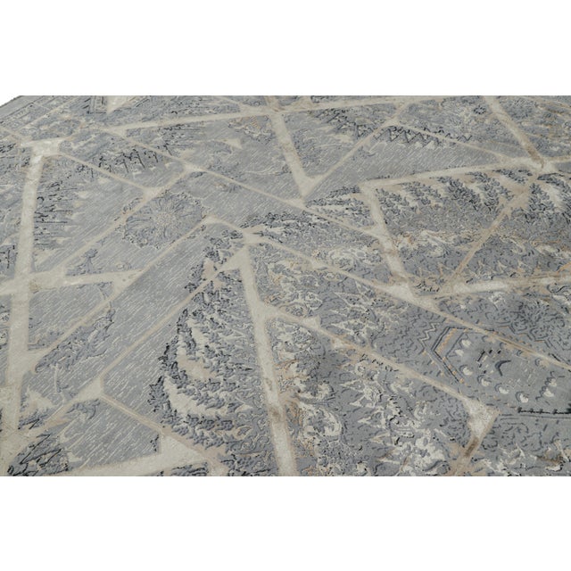 Textile Rug & Kilim’s Contemporary Rug With Gray Medallions & Geometric Patterns “Kian” For Sale - Image 7 of 9