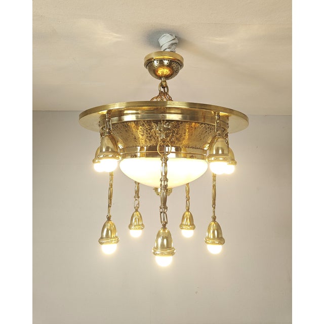 Art Nouveau Ceiling Lamp with Lion Heads, 1900s For Sale - Image 9 of 15