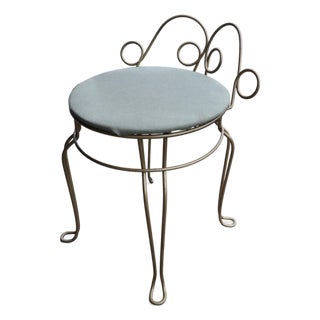 Wire Framed Hollywood Regency Style Vanity Stool Bench C. 1950/60's For Sale