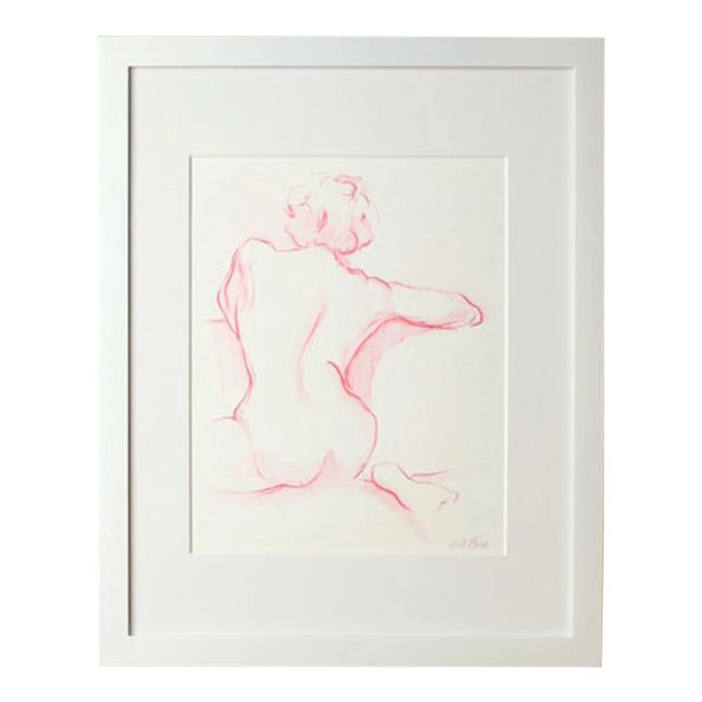 Figurative Original Watercolor Painting "Pink Back" by Michelle Arnold Paine, Framed For Sale