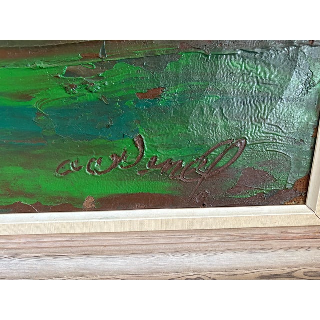 1950s Mid-Century Framed Impressionistic Marine Painting For Sale - Image 6 of 9