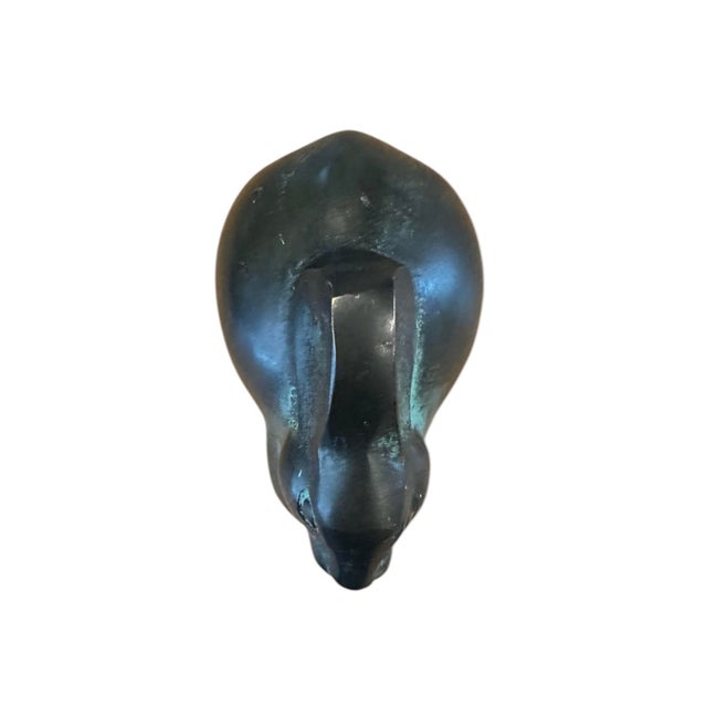 Japanese Vintage Hand Cast Patinated Bronze Japanese Bunny Rabbit Figure / Sculpture / Paperweight Object For Sale - Image 3 of 4