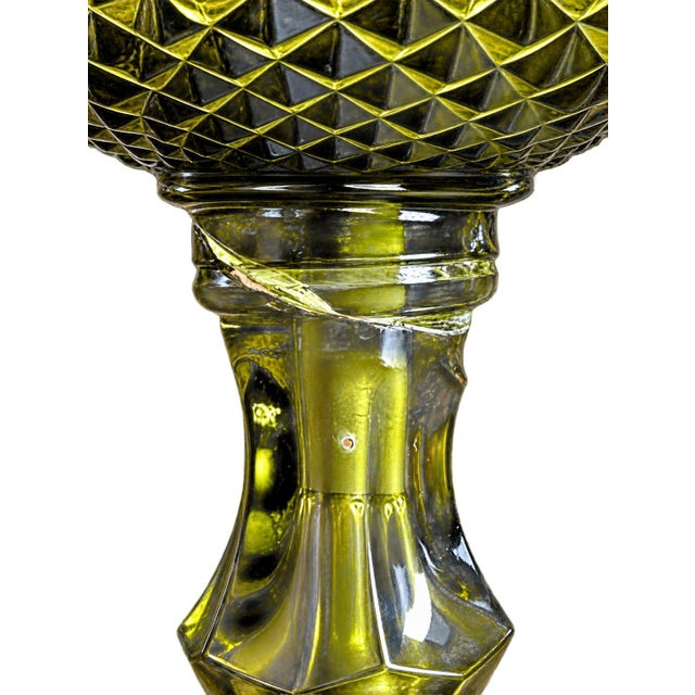 Vintage Westmoreland Tooth Emerald Green Compote Design Lamp For Sale - Image 4 of 4