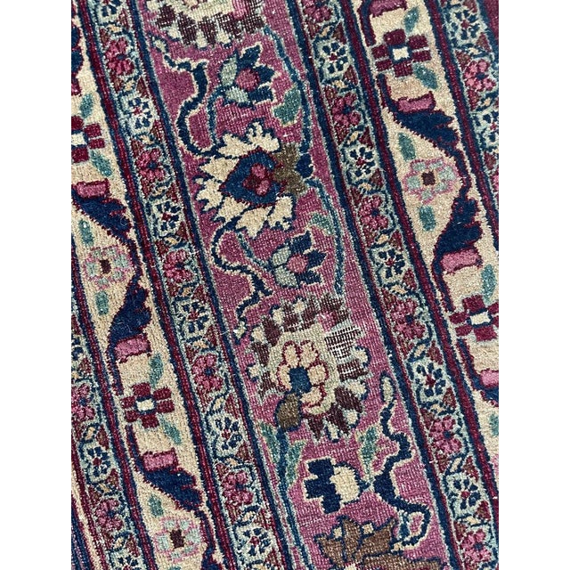 1930s Midnight Indigo TREE OF LIFE Seafoam Almond Rug 8.7 x 11.9 For Sale - Image 10 of 18