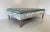 Large Italian Tufted Ottoman in Grey Velvet and Brass, 1950s For Sale - Image 4 of 7