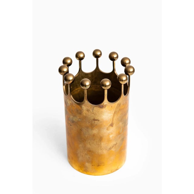 This rare brass vase was designed by Pierre Forsell and produced by Skultuna in Sweden.