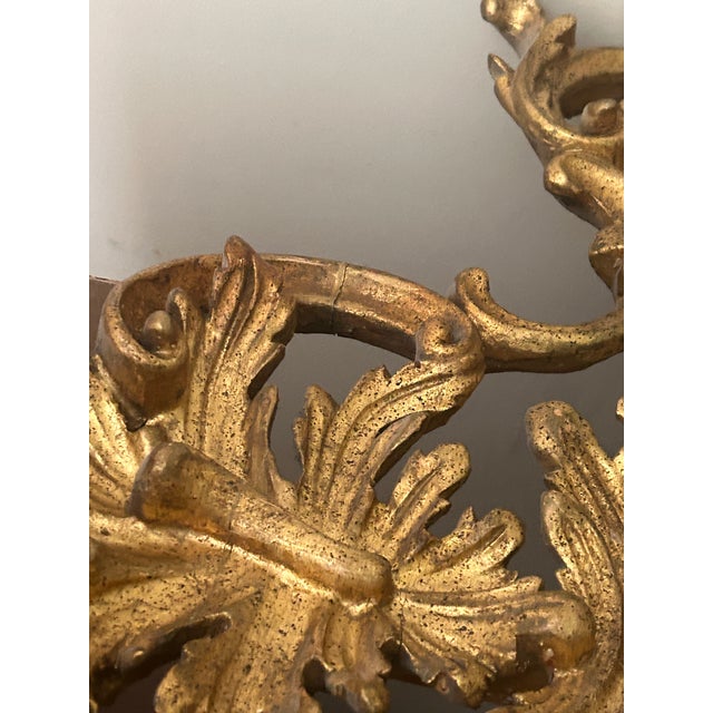 Mid 20th Century Vintage Italian Carved Giltwood Mirror For Sale - Image 5 of 7