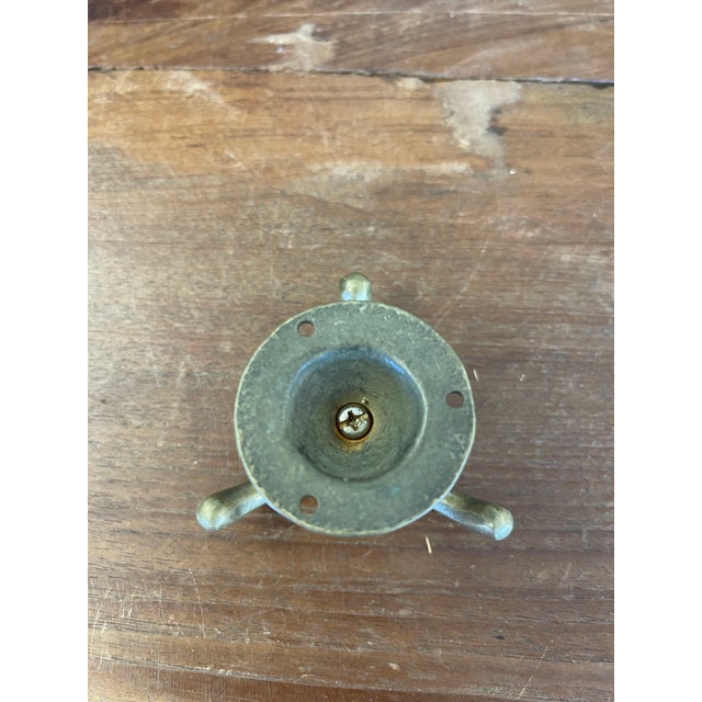 Likely Antique Brass Toned Tripod Wall Hook or Hat Rack Base Mount For Sale In Seattle - Image 6 of 6