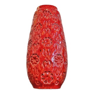 Large Red & Orange Scheurich 'Bernina' Vase Nr. 265/30 For Sale