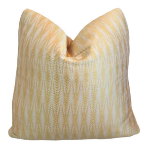 Designer Abstract Yellow & Cream Silk Feather/Down Pillow