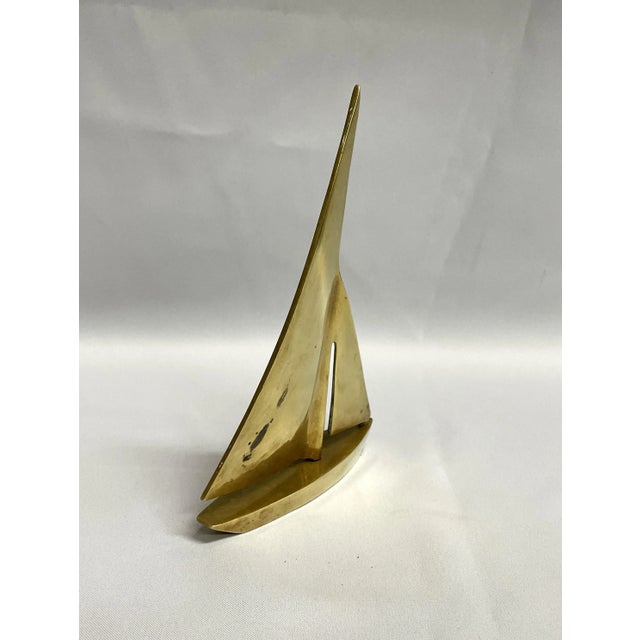 1970s MCM Vintage Brass Sailboat For Sale - Image 5 of 8