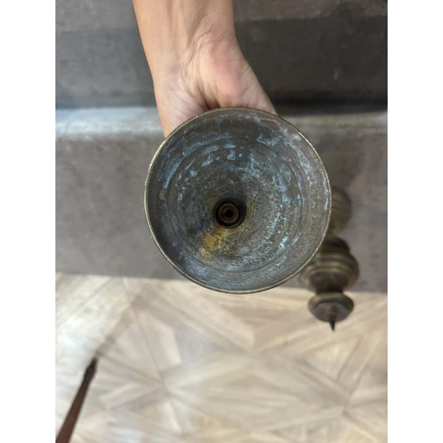 Metal Italian Bronze Candleholders, Set of 2 For Sale - Image 7 of 8