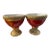 MCM Porcellane Canova Padova Italy Red & 24k Gold Hammered Pedestal Bowls, Pair For Sale