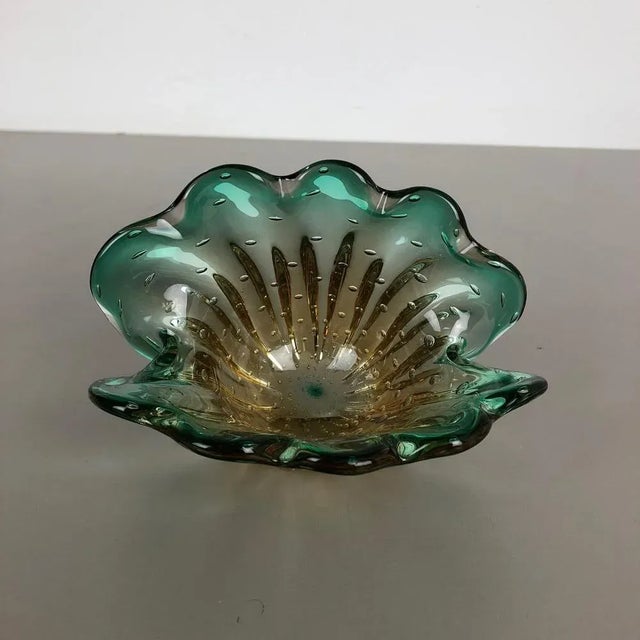 1970s Bubble Murano Glass Shell Bowl Vase from Seguso Bullicante, Italy, 1970s For Sale - Image 5 of 18