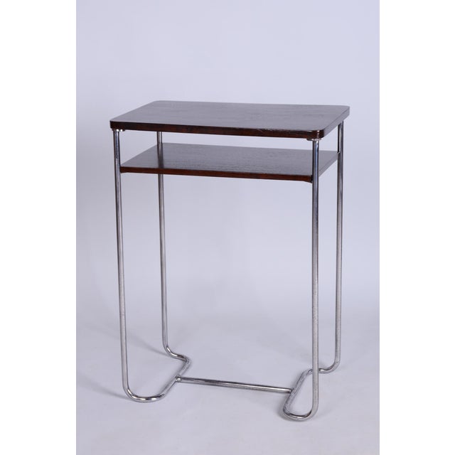 Bauhaus Czech Side Table in Walnut and Chrome from Mücke Melder, 1930s For Sale - Image 10 of 10