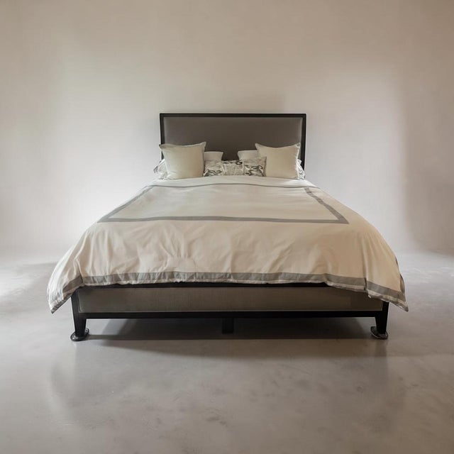 Green French Contemporary Fabric Panel Bed For Sale - Image 8 of 12