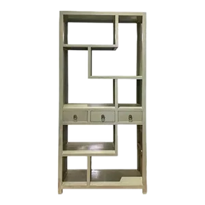 1990s Asian Treasure Display Bookcase-Light Olive Color
