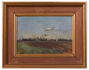Carolyn C. Sergeant, Landscape in Dover, 1967, Oil on Board, Framed