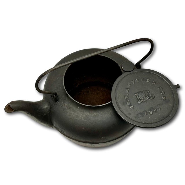 Excellent Large Size Antique Classic American Style Cast Iron Stove Top Kettle With Nice Original Patina - Patent 1871 For Sale - Image 4 of 18