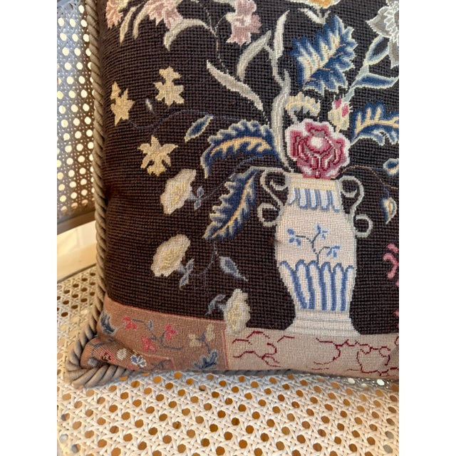 Vintage Embroidered Floral Bouquet Pillow For Sale - Image 6 of 9