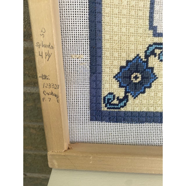 Vintage Hand Made Cross Stitch of Topiaries on Working Frame For Sale - Image 4 of 5