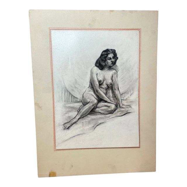 Vintage Frederick William Weber Mixed Media Nude Still Realism Sketch Drawing For Sale
