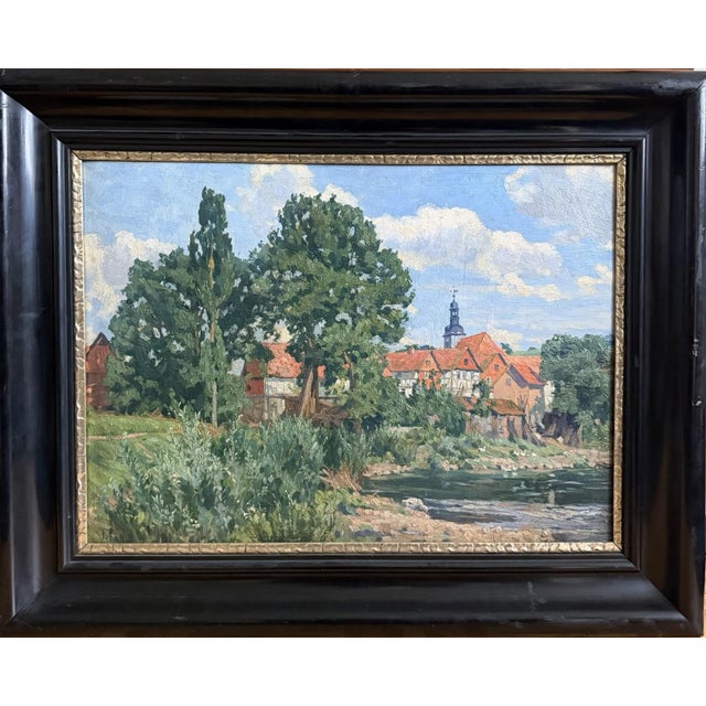 Friedrich Fennel, Wahlhausen an der Werra, 1922, Oil Painting on Canvas, in Very Good conditions. Designed 1920 to 1949...