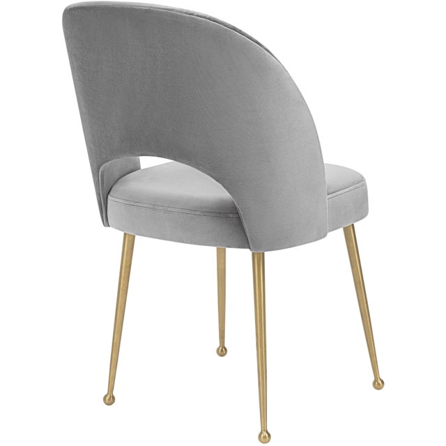 Transitional Swell Light Grey Velvet Chair For Sale - Image 3 of 7