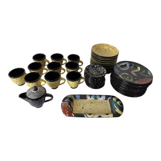 1990’s Claudia Reese Postmodern Ceramic Dinnerware Set – 53 Pieces Signed For Sale