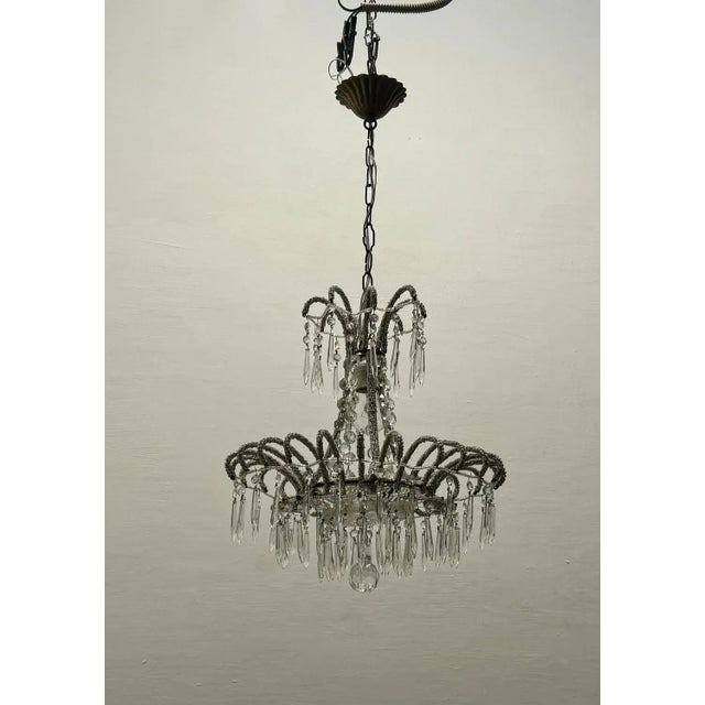 Vintage Italian Crystal Beaded Light Pendant, 1960s For Sale - Image 12 of 12