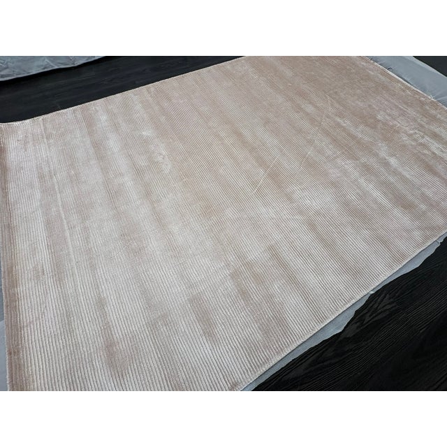 Textile Rh Reeve Stripe Handwoven Rug — 6' × 9' Petal | 100% Tencel™ | Subtle Sheen & Texture For Sale - Image 7 of 18