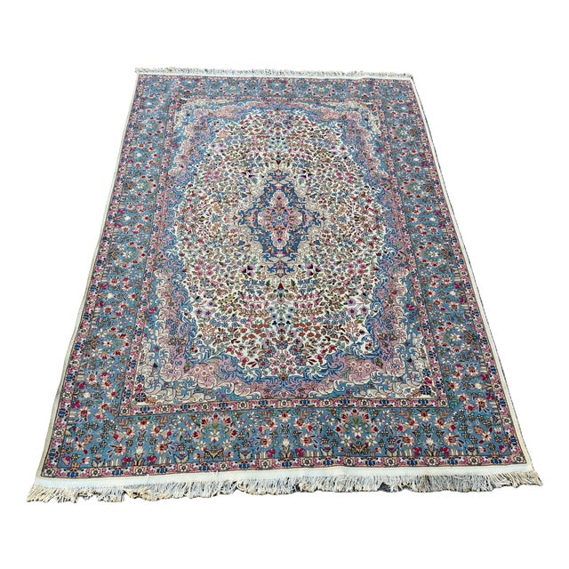 Large 20th Century Kashan Rug with Floral Medallion For Sale